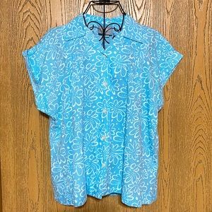 [blair] Womens Checkered Floral Print Top